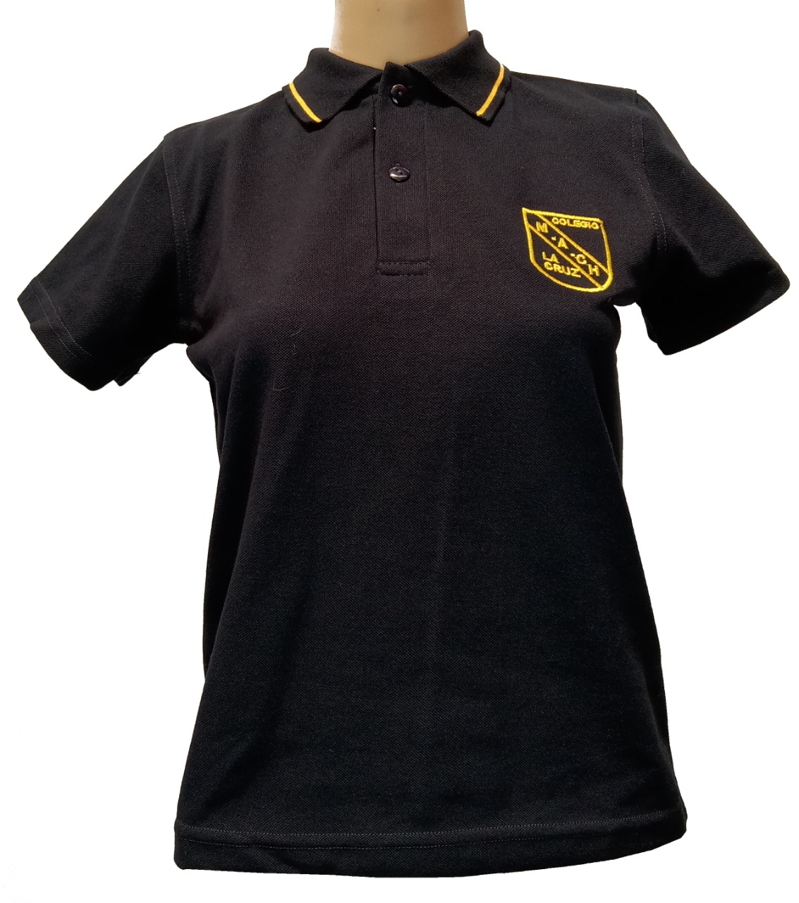 polera pique manga corta azul 