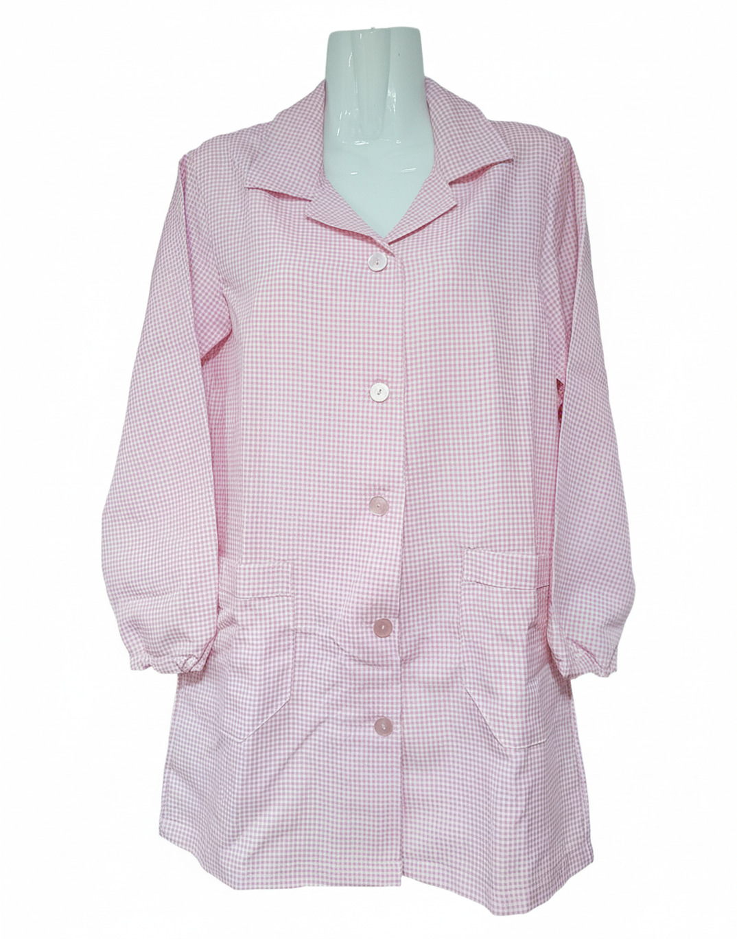 delantal cuadrille rosado
