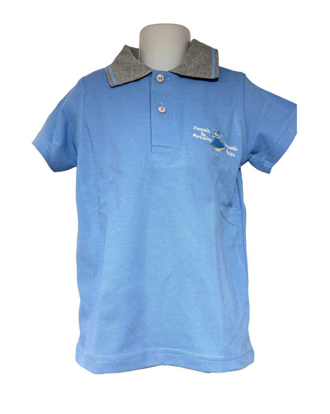 polera pique manga corta celeste